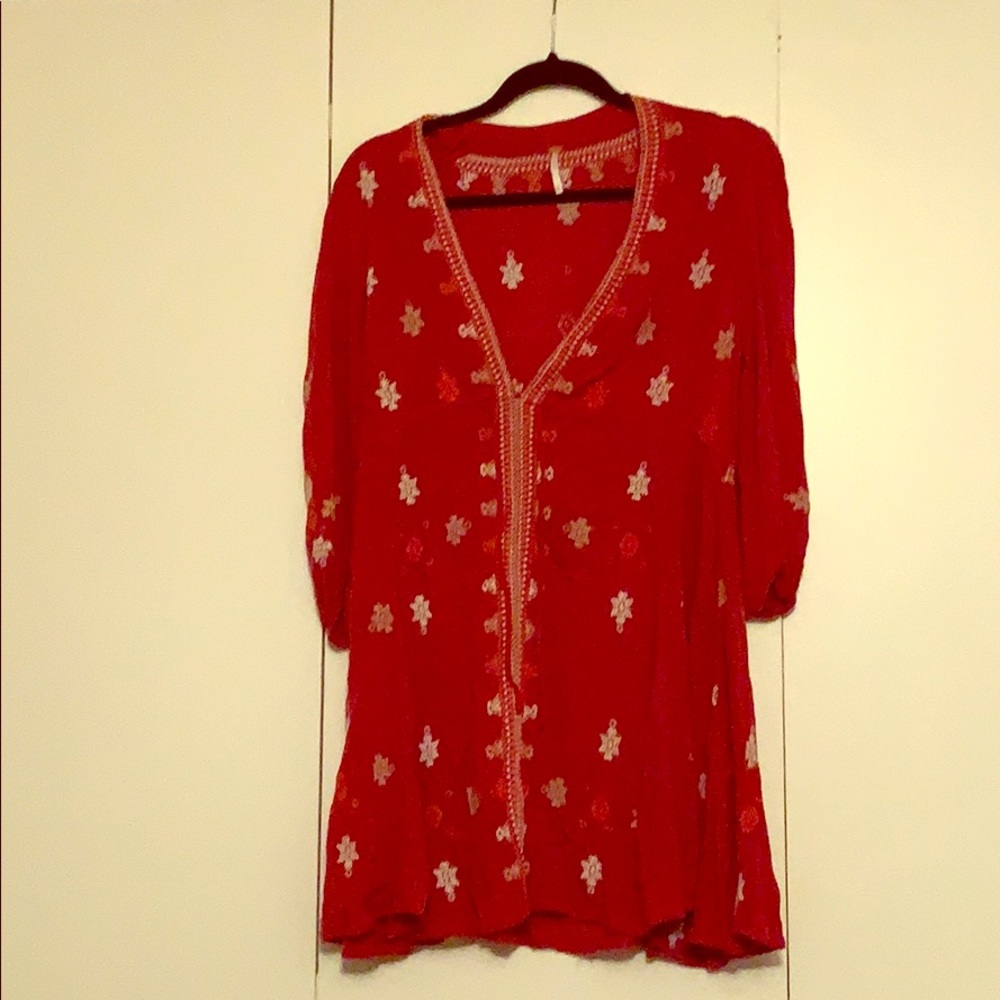 Sheer flowing vintage print quarter sleeve